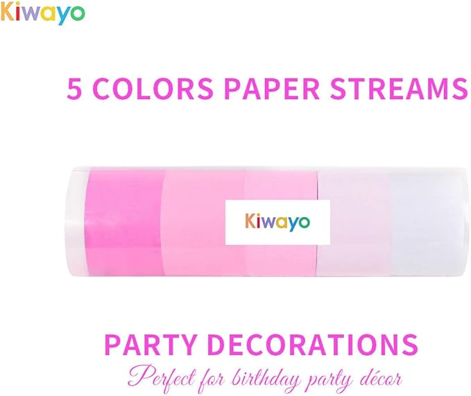 Pink Crepe Paper Streamers Birthday Party Decorations(5 Rolls)- Light Pink, Baby Pink,Hot Pink,White Paper Crafts for Girls Women Coquette Pink Bow Mouse Kitty Cartoon Party Décor