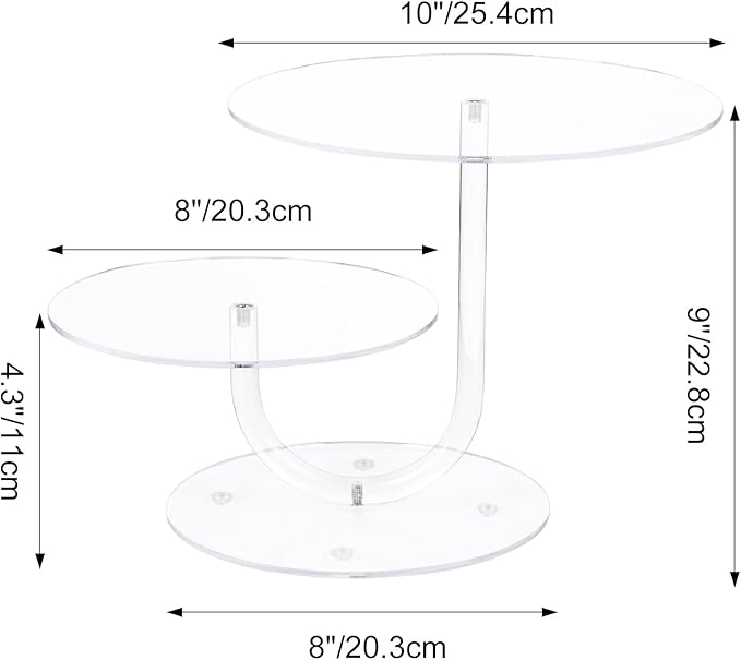 CECOLIC 2 Tier Clear Cake Stand Acrylic Cupcake Display Holder Dessert Pastry Tower for Weddings, Birthdays, Anniversaries, Baby Showers, Afternoon Tea Parties Décor (10 Inches)
