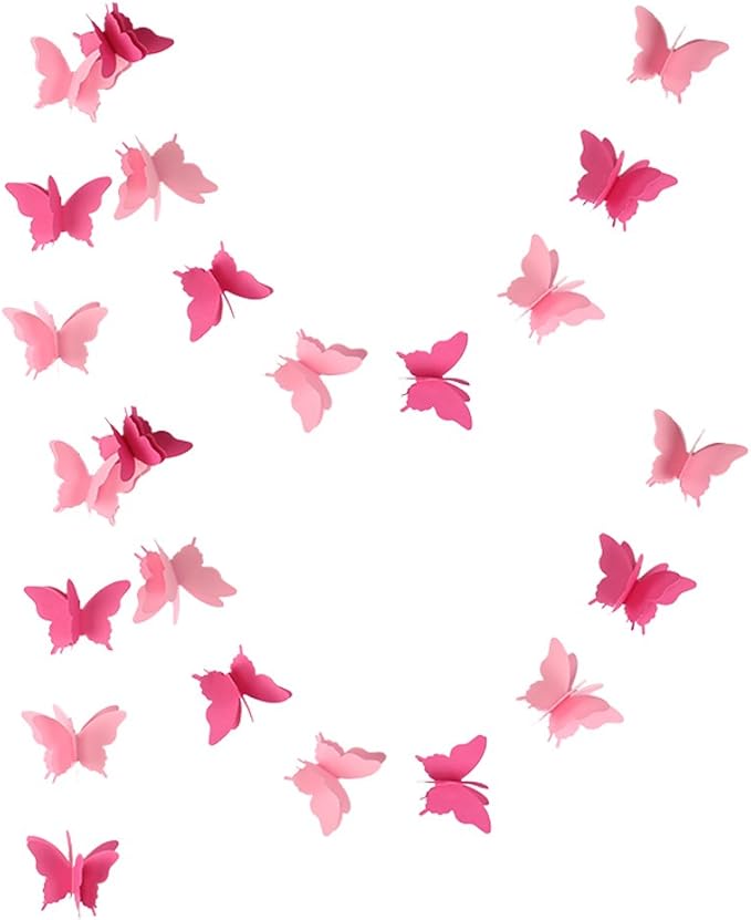 Butterfly Banner Decorative Paper Garland for Wedding Baby Shower Birthday Theme Decor 110 Inches Long Pack of 2 Pieces Pink