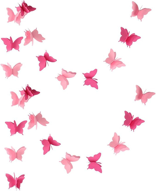 Butterfly Banner Decorative Paper Garland for Wedding Baby Shower Birthday Theme Decor 110 Inches Long Pack of 2 Pieces Pink