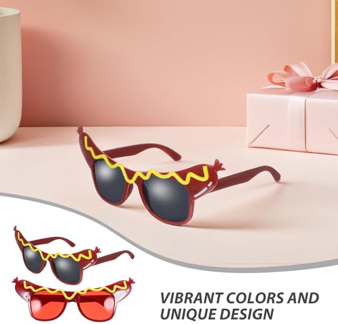 6Pcs Hot Dog Glasses, Dance Party Hot Dog Headband Adult, Funny Sunglasses Costume Decorations for Summer Luau Party Decorations