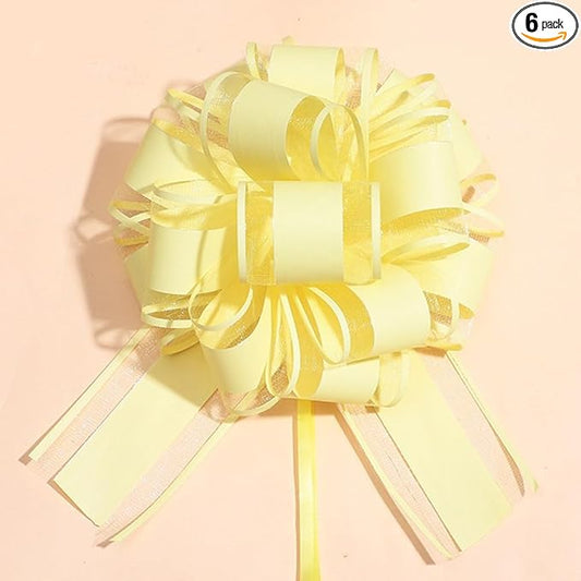 6 PCS Large Pull Bows,Yellow Gift Bow,6 inches,Christmas, Party Birthday Gift Wedding Ribbon Bows for Wrapping Boxes or Flower Decorations, Valentine's Day Gift Decorations(Yellow)