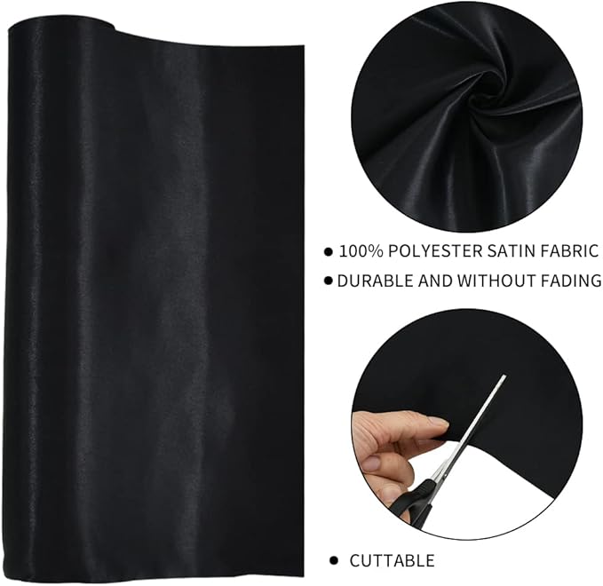 TONIFUL 10 Inch X 11yds Black Satin Extra Wide Christmas Ribbon for Outdoor Use, Ceremony, Grand Opening, Table Runner, Chair Sash, Gift Wrapping, Wedding Decoration
