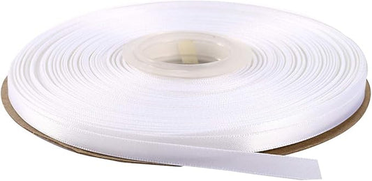 ITIsparkle 1/4" Inch Double Faced Satin Ribbon 50 Yards-Roll Set for Gift Wrapping Scrap Books Party Favor Hair Braids Baby Shower Decoration Floral Arrangement Craft Supplies, White Ribbon