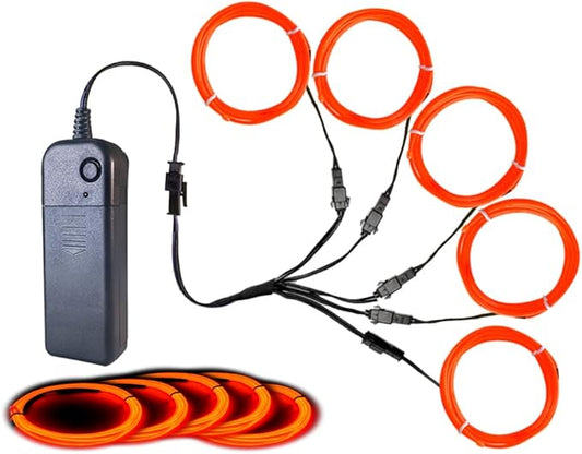 Neon Light 5-in-1 Meter Wire，Portable Battery Pack with Decorative Wire，Suitable for Birthday Parties，Thanksgiving and Other Occasions. (Orange)