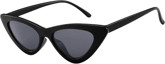 PLULON Vintage Narrow Cat Eye Sunglasses Women Men Sun Glasses Retro Cateye Boys Girls Birthday Summer Beach Pool Party