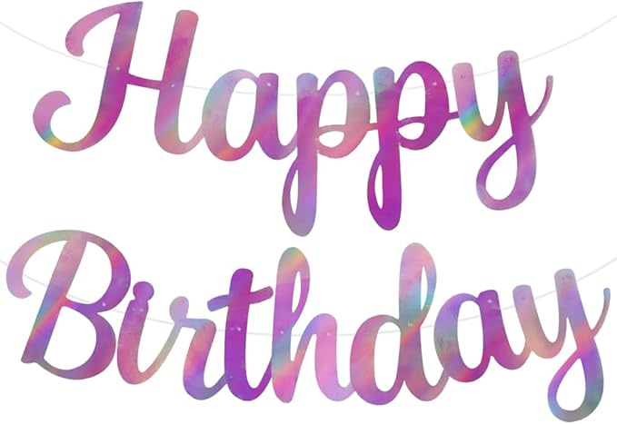 BEISHIDA Double-Sided Rainbow Purple Happy Birthday Banner - NO DIY,10Feet,Pre-Strung Birthday Party Decorations Birthday Backdrop Sign Garland Happy Birthday Decorations for Women