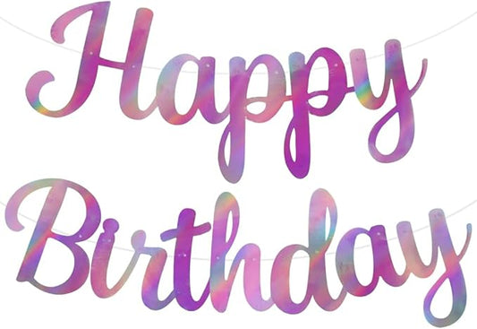 BEISHIDA Double-Sided Rainbow Purple Happy Birthday Banner - NO DIY,10Feet,Pre-Strung Birthday Party Decorations Birthday Backdrop Sign Garland Happy Birthday Decorations for Women