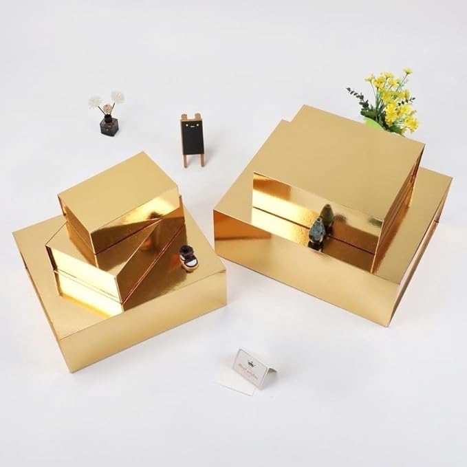UoeRing 1 Pcs Gold Gift Box 9.5x6x3 inch Small Luxury Gift Box for Presents with Magnetic Lid Collapsible,Birthday,Christmas,Contains Card, Ribbon, Tissue Paper,Shredded Paper Fille