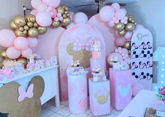 Pink and Gold Balloon Arch Kit, 154Pcs Baby Pink Metallic Gold Latex Balloon Garland kit, 18 12 10 5 Inch Different Size Balloons for Birthday Galentine's Day Valentine's Day Party Decorations