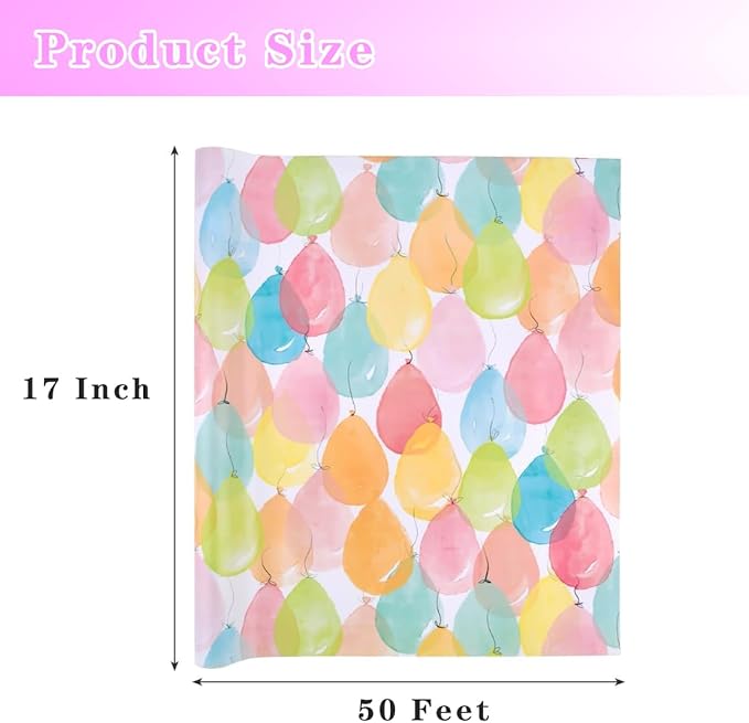 Viadom Birthday Wrapping Paper Roll, Gift Wrap for Boys Girls Kids Women Birthday, Valentines, Mothers day, Graduation, Wedding, Fathers day, Baby Shower, Christmas (17in x 50ft)