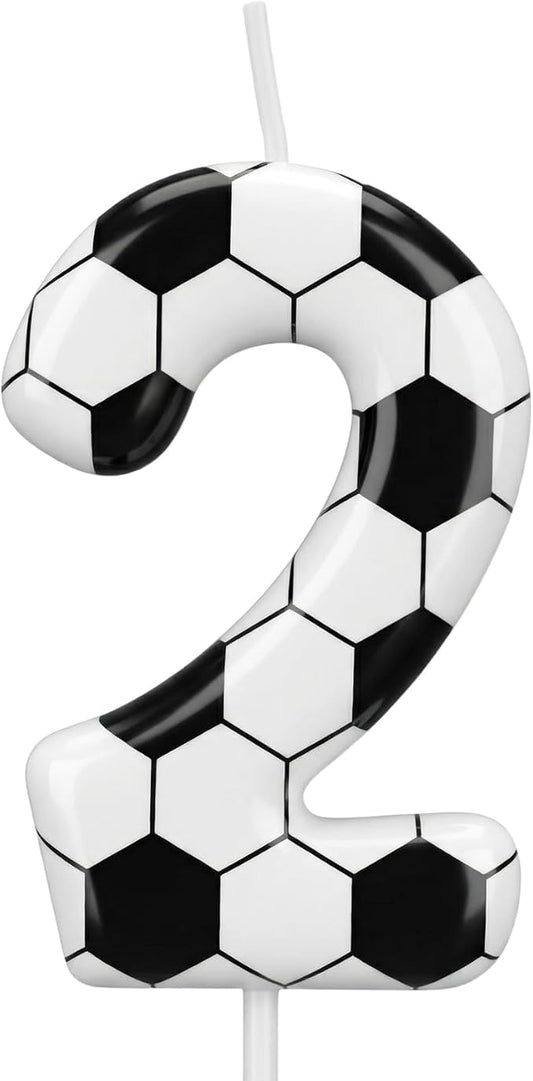 Soccer Number 2 Birthday Candle, 2nd Birthday Candle Sport-Theme Cake Topper, Soccer Theme Party Decorations for Boys Girls, Party Supplies Birthday Gifts