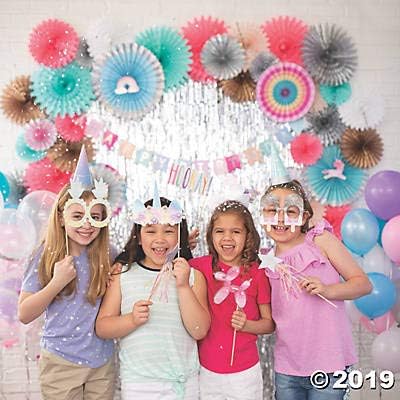 Hooray It’s Your Birthday Photo Booth Props (set of 12) Featuring unicorns, pineapples, ice cream cones and more