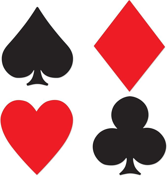 Beistle 55960 4-Pack Card Suit Cutouts, 17-Inch