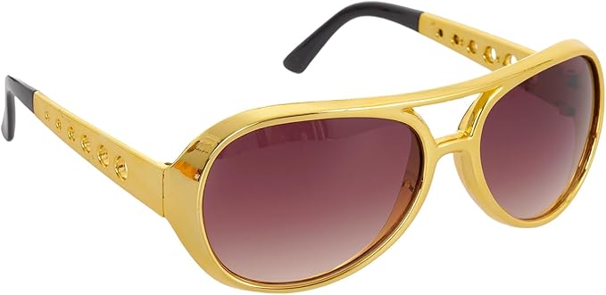 tiggell 12 pcs Disco Sunglasses 50s 60s Rock Star Cool Golden Costume Glasses for Halloween Cosplay Dress Up Christmas Birthday Party (Gold)