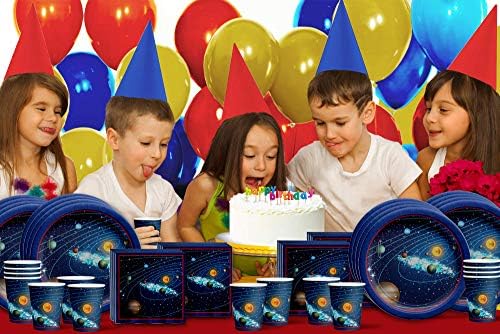 Solar System Outer Space Birthday Party Supplies Set Plates Napkins Cups Tableware Kit for 16