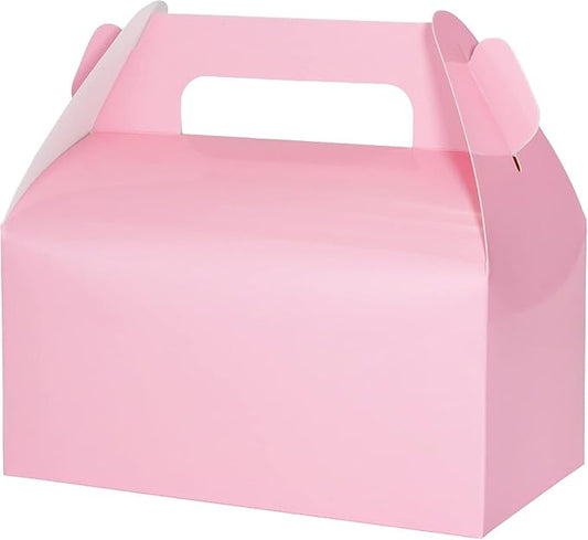UnicoPak 30 Pack Pink Gable Treat Boxes Party Favor Boxes, Goodie Bag Boxes for Treats Cookies Candies, Ideal for Birthday, Pink Party Favors, Baby Shower, Valentine's Day – 6.5x3.5x3.5 Inches