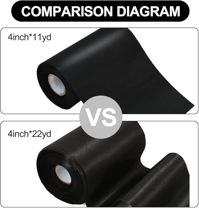 TONIFUL 4 Inch x 11 Yards Wide Black Satin Ribbon Solid Fabric Large Ribbon for Cutting Ceremony Kit Grand Opening Chair Sash Table Hair Car Bows Sewing Craft Gift Wrapping Wedding Party Decoration