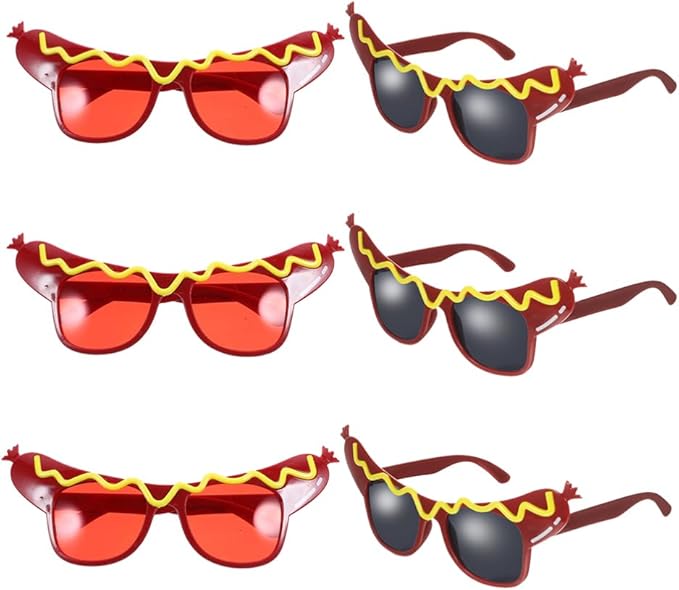6Pcs Hot Dog Glasses, Dance Party Hot Dog Headband Adult, Funny Sunglasses Costume Decorations for Summer Luau Party Decorations