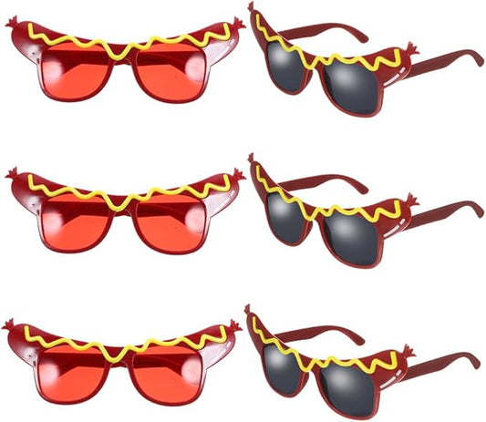 6Pcs Hot Dog Glasses, Dance Party Hot Dog Headband Adult, Funny Sunglasses Costume Decorations for Summer Luau Party Decorations