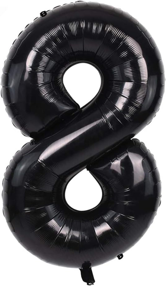 TONIFUL 40 Inch Black Large Numbers0-9,Number 8 Digital 8 Helium Balloons,Foil Mylar Big Number Balloons for 2026 Graduation New Year Eve Birthday Party supplies Decorations