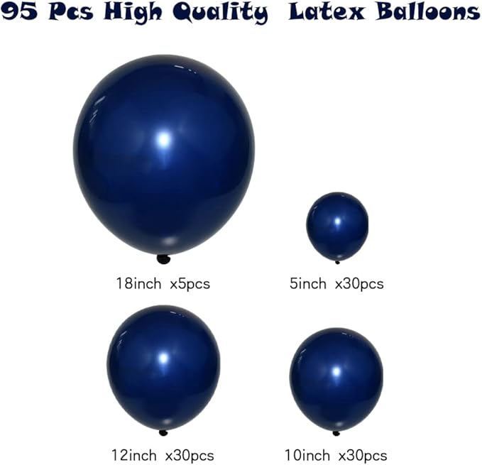 YMSZ Navy Blue Balloons with Different Sizes, Navy Blue Balloon Garland Arch Kit for Birthday Party, Graduation, Baby Shower, Wedding Decoration