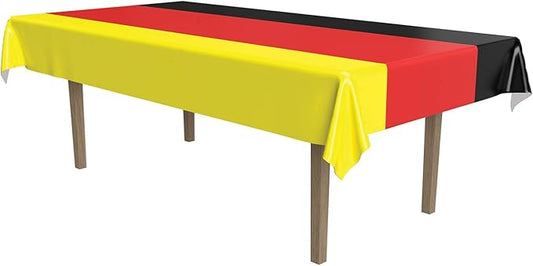 Beistle German Table Cover, 54 by 108-Inch,Black/Red/Yellow
