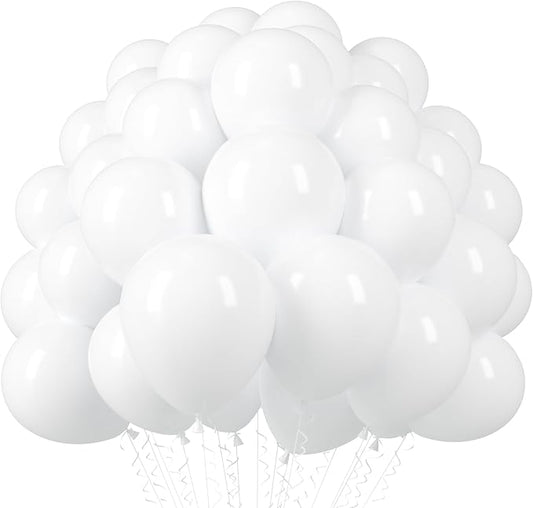 Voircoloria 110pcs White Balloons 12inch Matte White Latex Party Balloons for Wedding, Birthday, Graduation, Bridal Shower, Baby Shower, Bachelorette and Engagement Decorations
