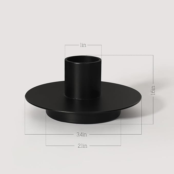 Matte Black Taper Candle Holder Set of 2, Elegant Round Pillar Candle Holders for Dining Table, Wedding Candlestick Holders, Home Decor, Housewarming Gifts
