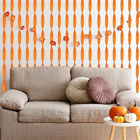 6 Rolls Crepe Paper Streamers, Orange Streamers for Party Decorations, Wedding Decorations, Birthday Decorations, Baby Shower Decorations (1.8 Inch x 82 Ft/Roll)