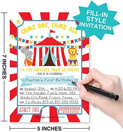 25 Kids Birthday Invitations Girl Carnival Theme Party Invites for Girls