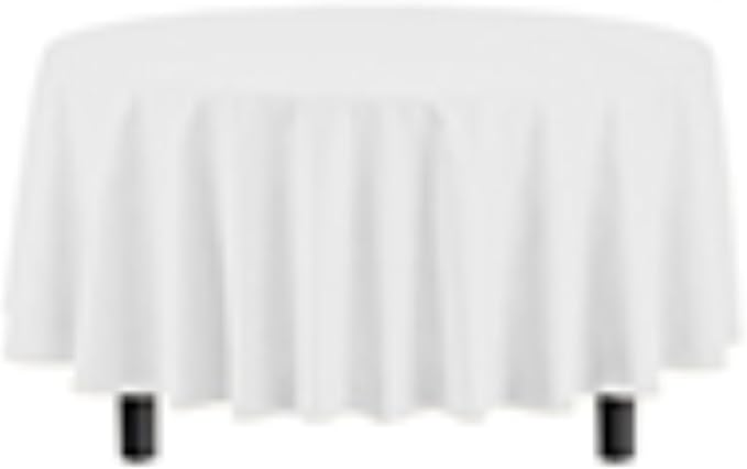 Exquisite 6-Pack Plastic Tablecloth 84 inch Round Value Pack Plastic Table Cover - White