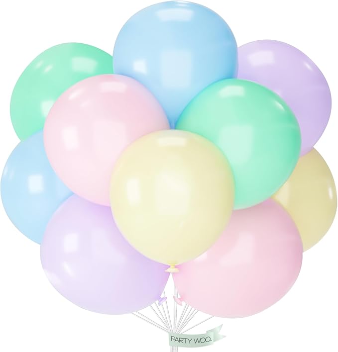 PartyWoo Pastel Balloons 20pcs 18 Inch Pastel Rainbow Latex Balloons for Baby Shower Gender Reveal Engagement Bachelorette Easter Bridal Shower Anniversary Retirement Birthday Party Decorations