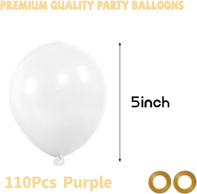 White Balloons 110Pcs, 5 Inch Small White Latex Party Balloons, Mini Thick White Balloons for Wedding Birthday Baby Shower Decorations.