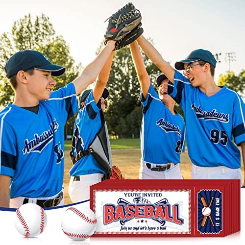 Woanger 50 Pcs Baseball Party Invitations with Envelopes Baseball Birthday Invite Cards 25 Tickets 25 Envelopes for Sports Party Favor Supplies