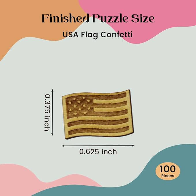 Confetti - Engraved Wood - Rustic Wooden Wedding Decor Party Table Scatter Decorations (USA Flag)