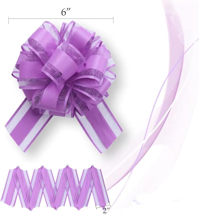 6 Pieces Gift Bow,Purple Gift Bow,6 inches Christmas,Party Birthday Gift Wedding Ribbon Bows for Wrapping Boxes or Flower Decorations,Valentine's Day Gift Decorations(Lilac Purple)