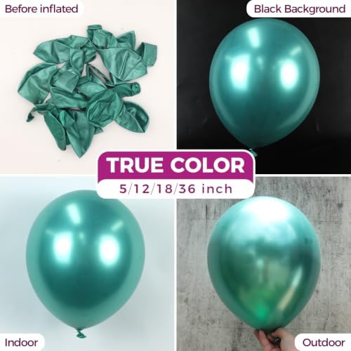 Bezente Metallic Green Balloons Latex Boho Party Balloons 100 Pack 12 inch