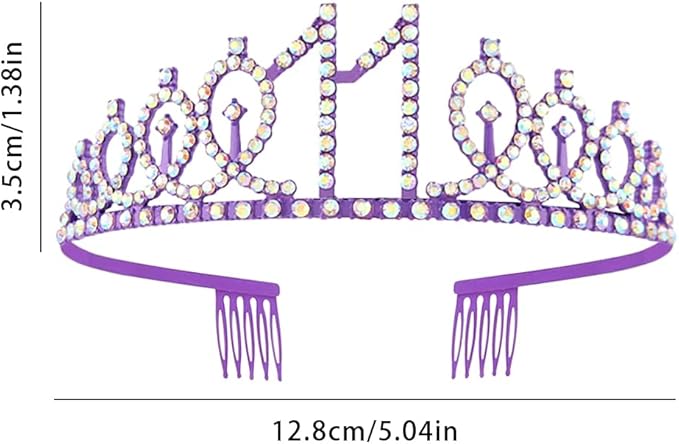 Purple 11th Birthday Sash for Girls Birthday Princess Crown Queen Tiara Rhinestone Birthday Headbands Birthday Girl Sash Happy Birthday Decorations for Girls 11 Year Old Birthday Party Supplies