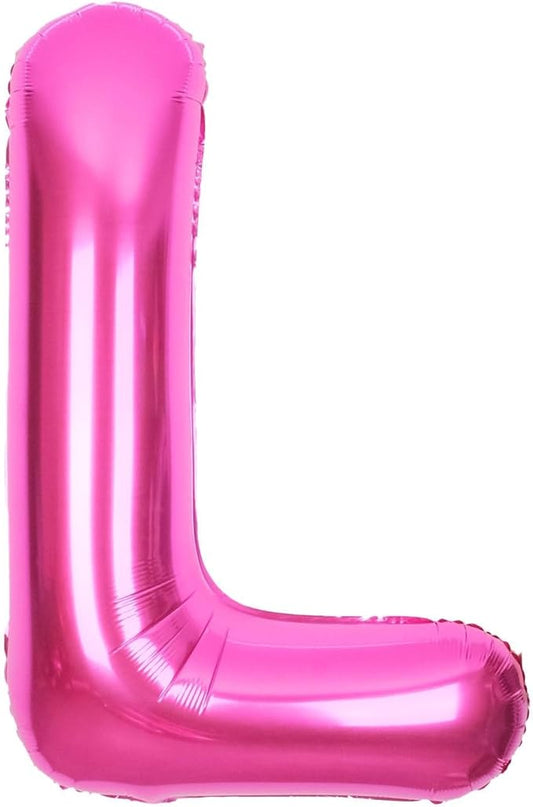 SUWEN 40 Inch Hot Pink Large L Letter Balloons Big Foil Helium Letter Balloons A-Z Jumbo Mylar Happy Birthday Party Decorations for Woman Anniversary Party Supplies
