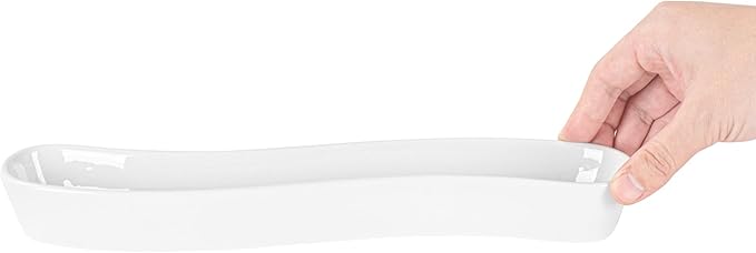 Restaurantware Swerve 10 Ounce Olive Plate 1 Curved Olive Tray - Medium Chip Resistant White Porcelain Olive Canoe Dishwasher Safe For Snacks Condiments Or Appetizers