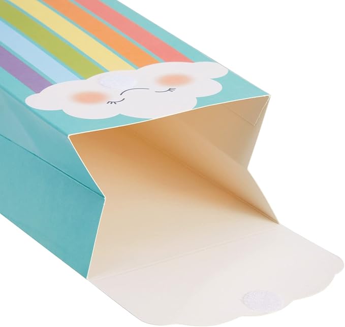 BLUE PANDA Party Favor Bags - 24 Pack, Turquoise, 6.5 x 4 x 3 In - Rainbow Goodie Bags for Rainbow Party Favors & Birthday Treats for Kids