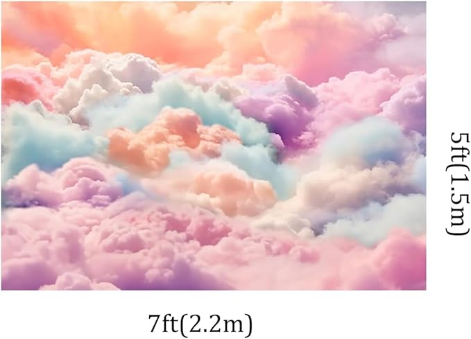 Kate 7x5ft Colorful Cloud Sky Fairytale Fantasy Photography Backdrops Dreamlike Happy Birthday Party Baby Shower Photo Background Video