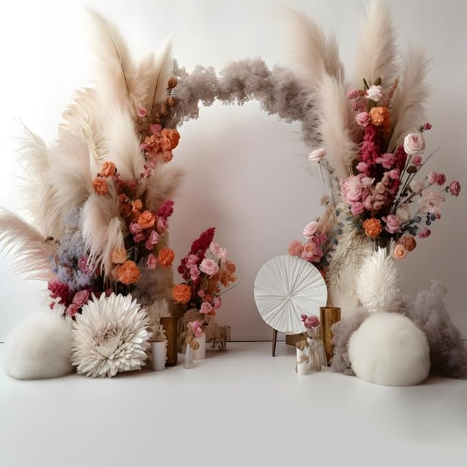 Kate Boho Flowers Photography Backdrop 1St Birthday Arch Floral White Wall Photoshoot Background Photographic Studio Photo Props,10x10ft