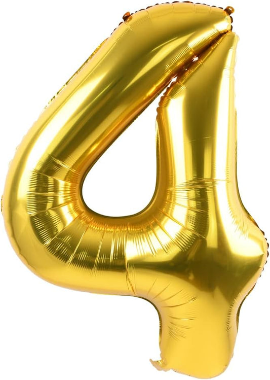 TONIFUL 40 Inch Gold Large Numbers 0-9,Number 4 Digital Helium Balloons,Foil Mylar Big Number Balloons for 2026 Graduation New Year Eve Birthday Party Supplies Decorations
