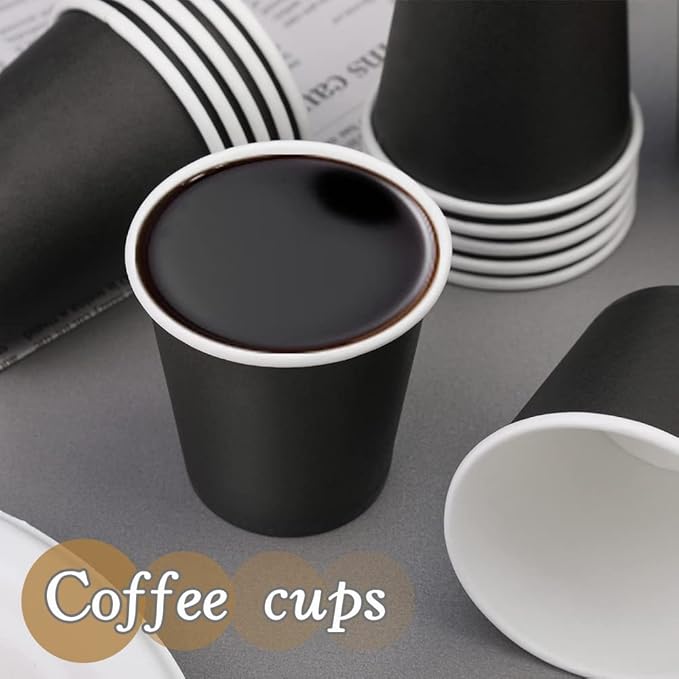 3 oz Paper Cups, Black Mouthwash Cups 50 Count, Disposable Bathroom Cups, Espresso Cup Small Paper Cups for Party, Picnic, Travel, Espresso and Snack