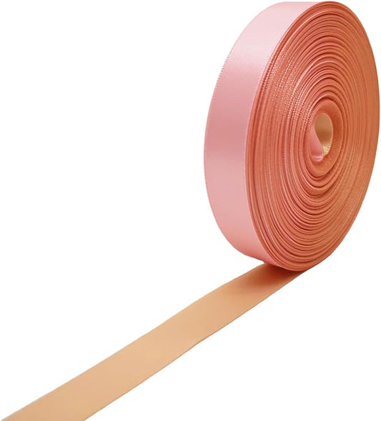 5/8 Inch Two-Tone Satin Ribbon, Light Pink & Champagne Double Faced Ribbon for Gift Wrapping, Flower Bouquet, Wedding, Bow, Hair, DIY Crafts, Baby Shower, 30 Yards