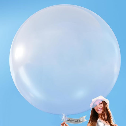PartyWoo Clear Balloons 4pcs 36 Inch Transparent Latex Helium Balloons for Graduation Wedding Baby Shower Bridal Shower Engagement Gender Reveal Anniversary Birthday Party Decorations Clear-Y2