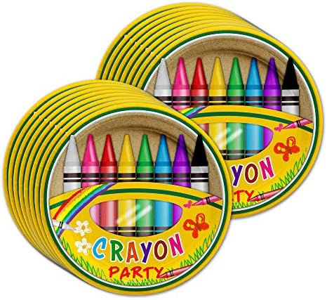 Crayon Birthday Party Supplies Set Plates Napkins Cups Tableware Kit for 16