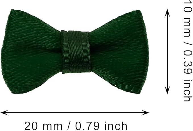Tupalizy Mini Satin Ribbon Bows Small Craft Sewing Fabric Bows for Christmas Decoration Bow Ties Scrapbook Gift Bags Boxes Greeting Invitation Cards Wedding Party Favor, 20x10mm, 50PCS (Dark Green)